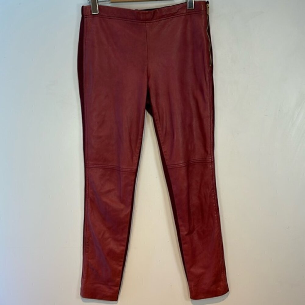 Guess by Marciano maroon leather coy high-waisted leggings size 10